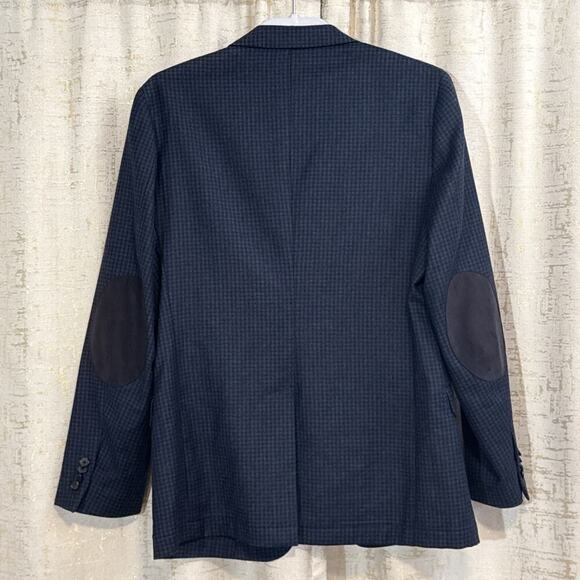 Michael Kors Dark Blue Check Plaid 100% Wool Blazer Sport‎ Coat Jacket Men's 40R - Picture 2 of 4